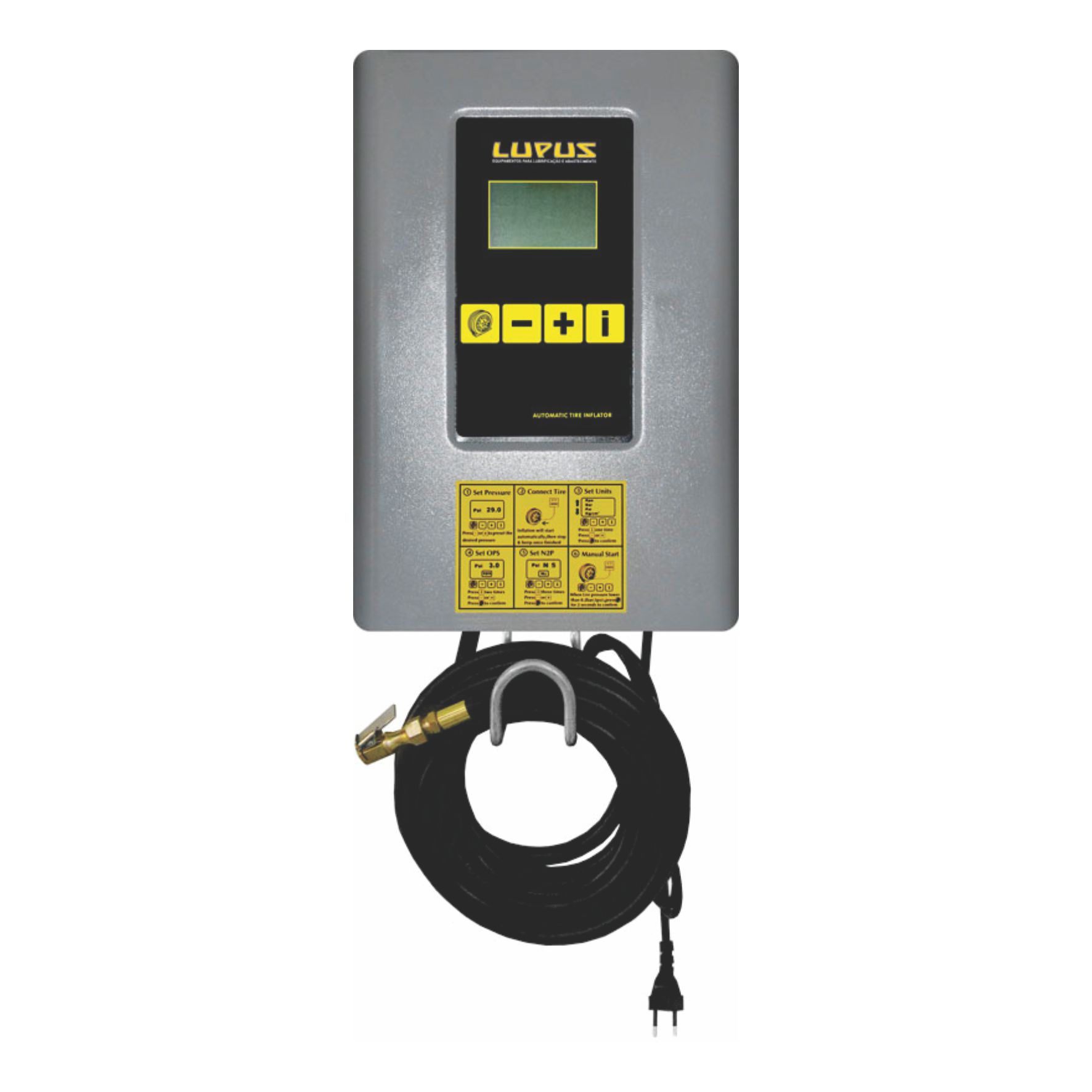 Calibrador de Ar Eletrônico 110-220V Lupus 0158 com 8 Metros de Mangueira 1-4Pol