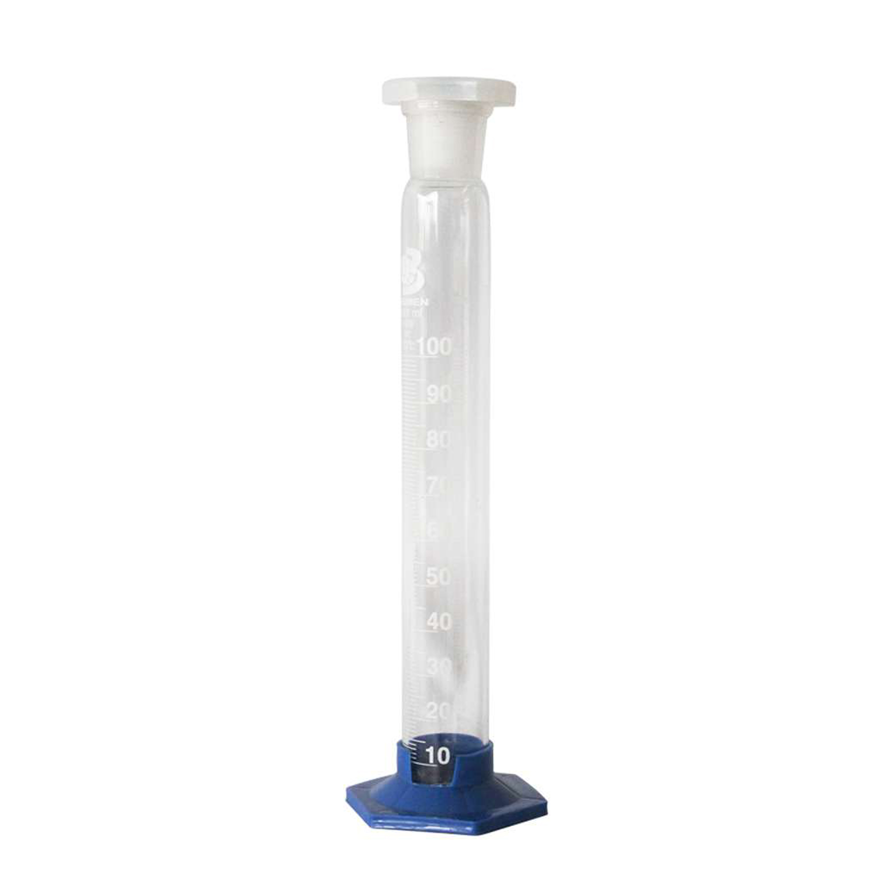 Proveta Graduada Calibrada de Vidro Bremen 6421 com Tampa de Rosca 100 ml para Medir Líquidos em Vidro Borosilicato