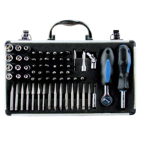 Jogo de Bits Bremen 6241 com 65 peças em Aço Acompanha Chave Suporte p/bits 1/4