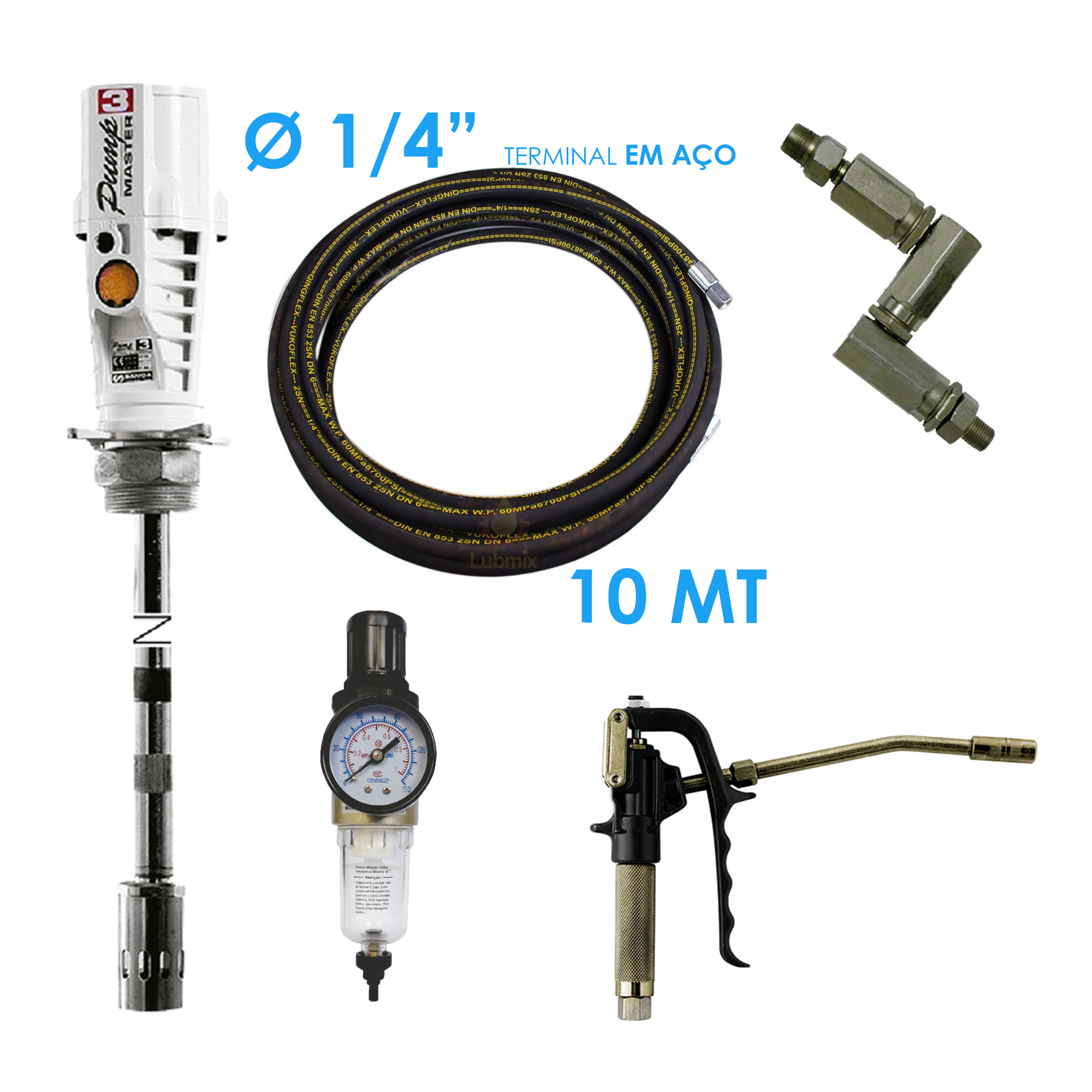 Kit Completo para Lubrificação de Graxa Lubmix com Propulsora Pneumática