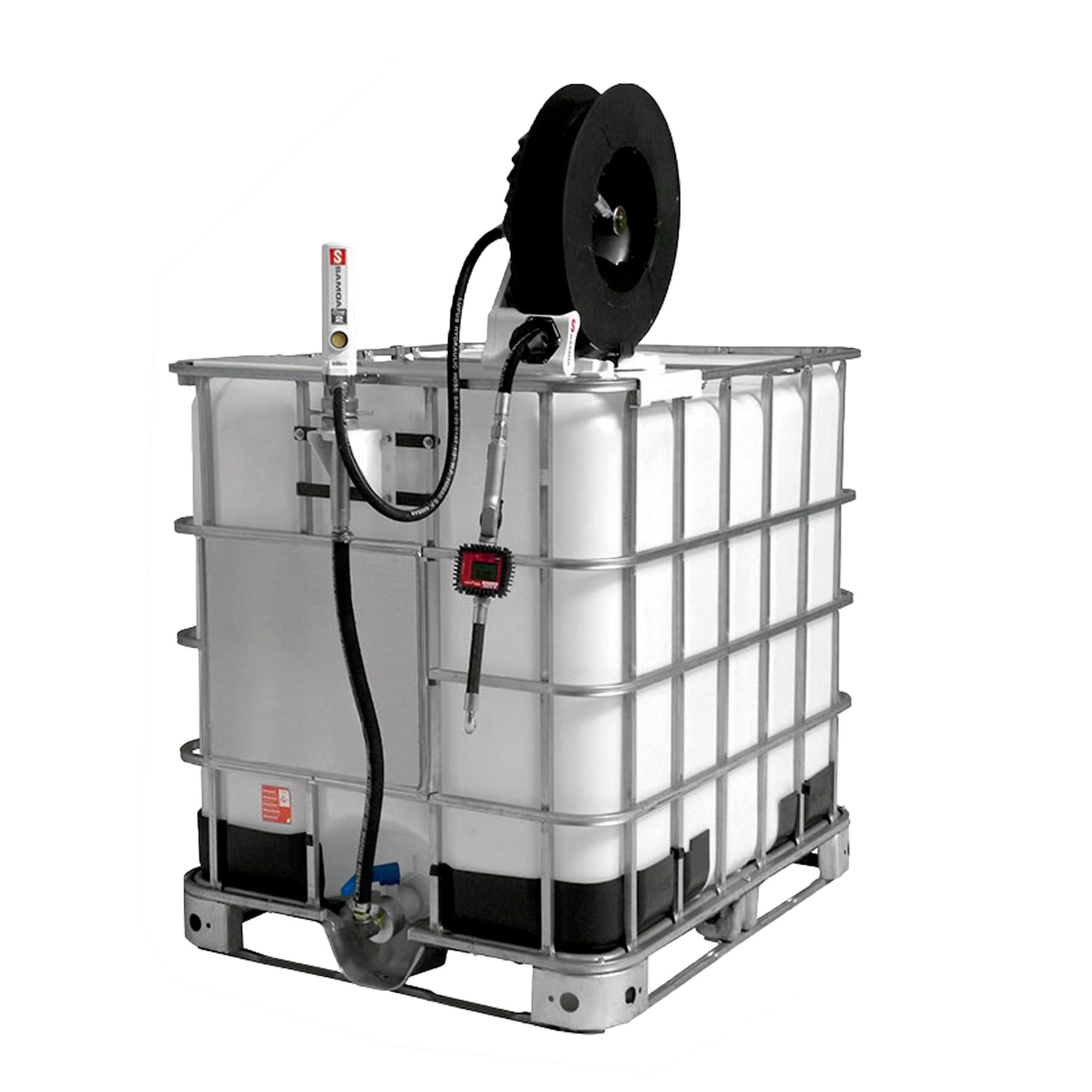 Unidade de Abastecimento Samoa 9302-DC Med Dig Carretel 10M Mang 1-2Pol IBC 1000LT 35LPM
