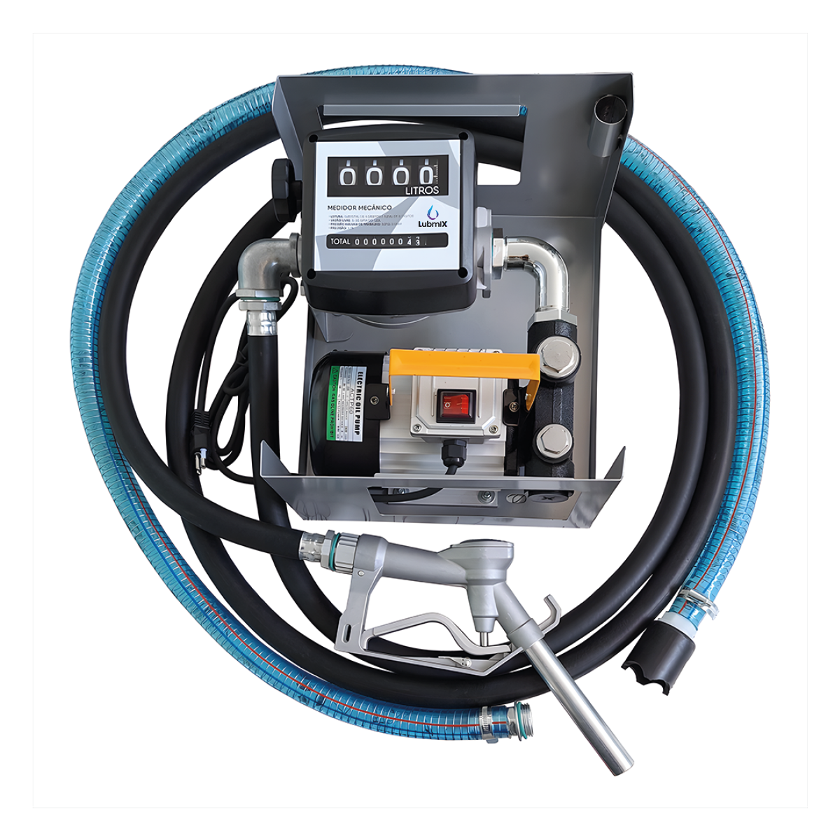 Estação de Abastecimento Elétrica para Diesel Lubmix 220V com Medidor Mecânico e Vazão de 60 L/min MIX-EA656-4D