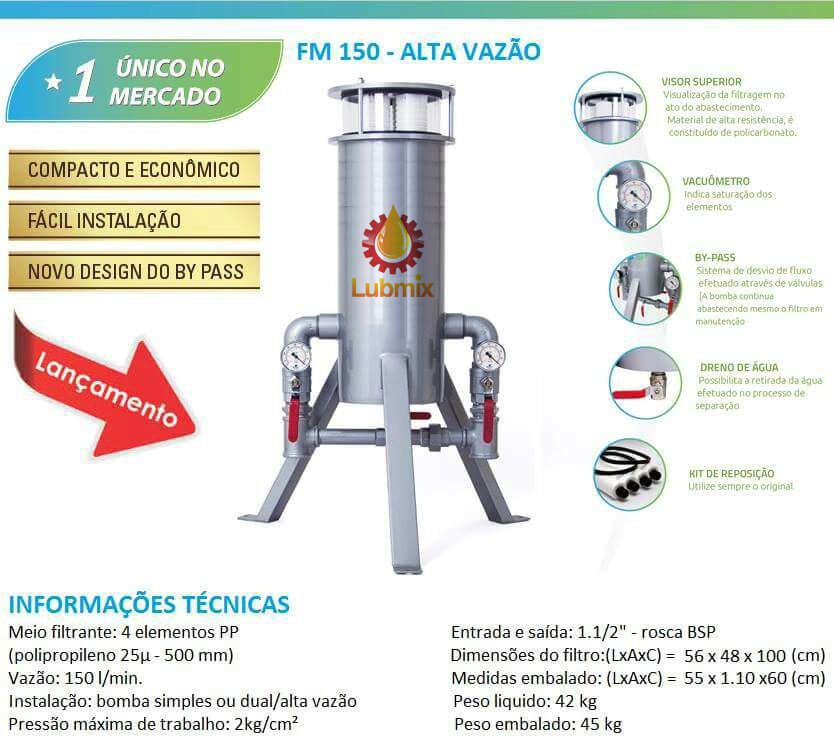 Filtro Desidratador tipo Foguetinho para Diesel Lubmix MIX-FM-150 - Imagem 2