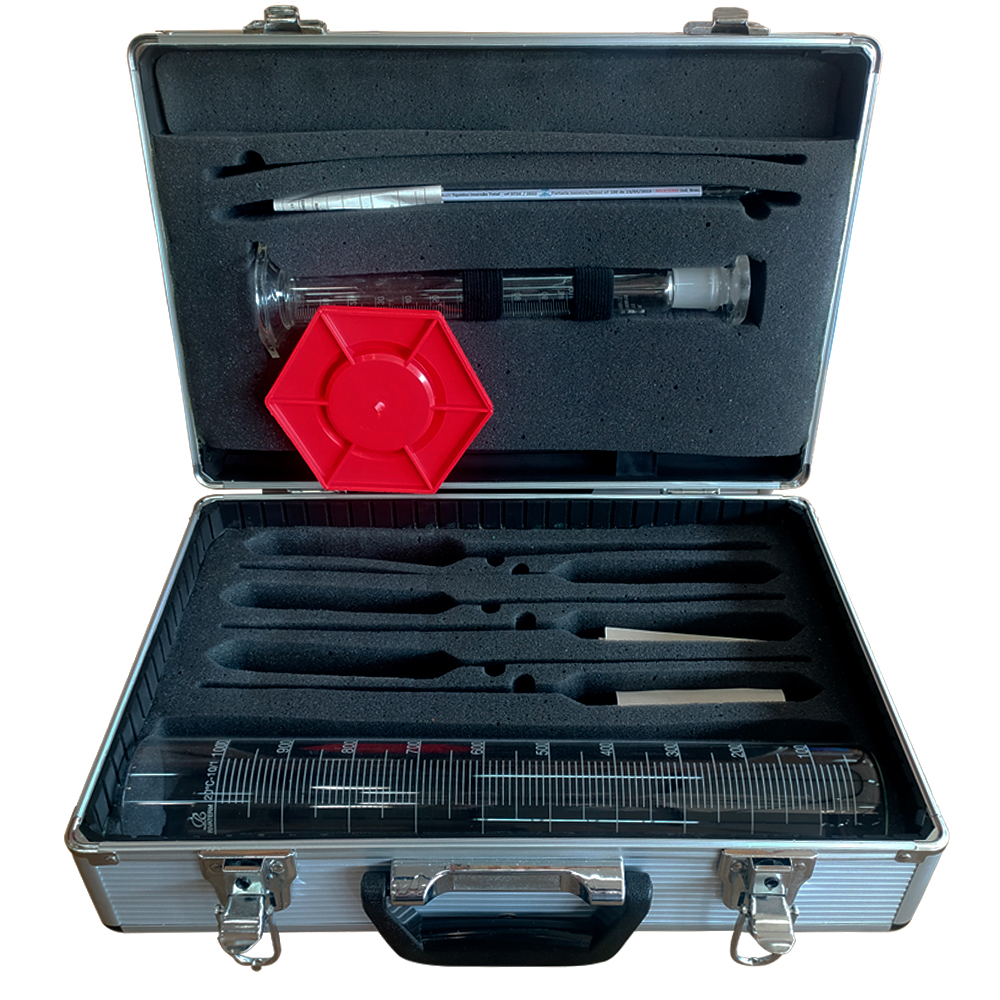 Maleta Kit para Controle de Qualidade do Combustível Diesel Gasolina e Etanol Lubmix MIX-MCQ6 com Proveta de 100 ml