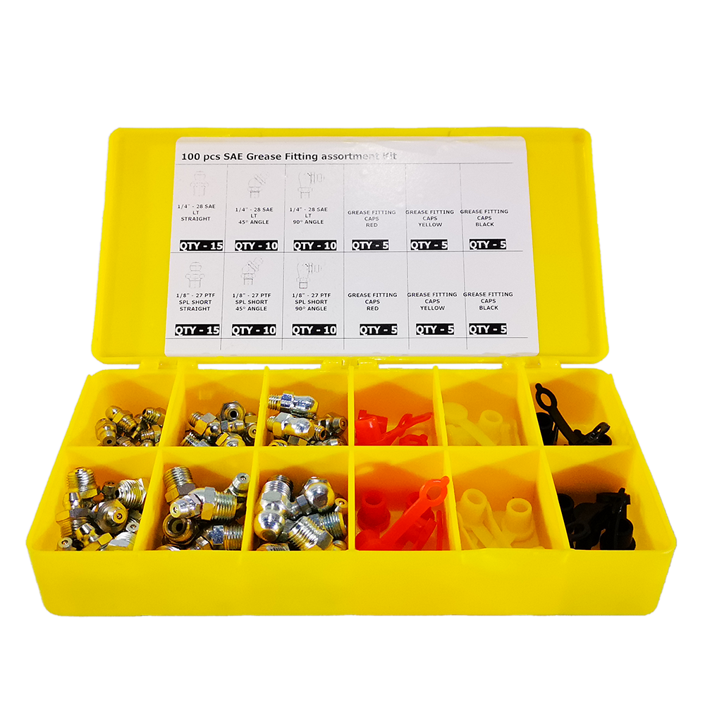 Kit Lubrificação com Mix de Pinos Graxeiros e Protetores Lubmix MIX-12100 com 100 Peças