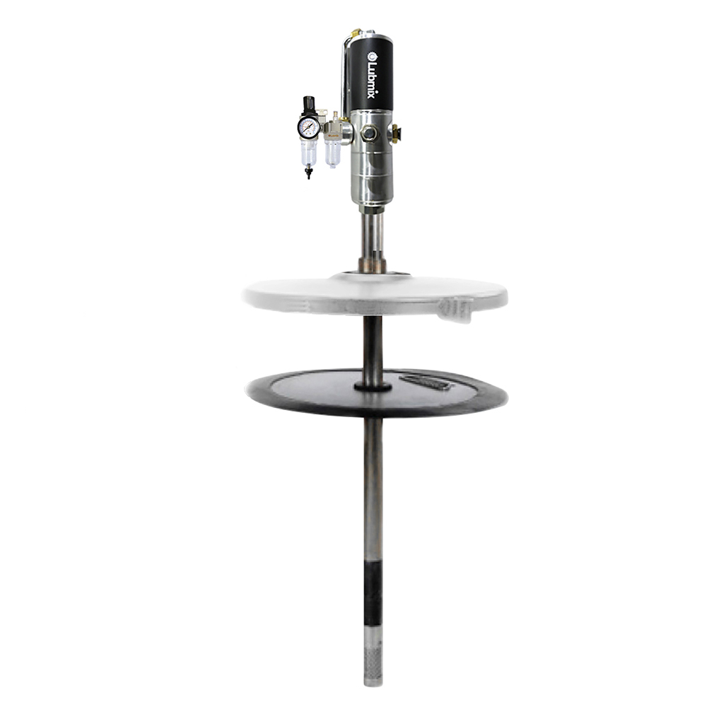 Propulsora Pneumática com Tampa, Compactador e Lubrefil para Graxa Lubmix MIX-12GP3C Adaptável a tambores de 200kg 1,60 kg/min