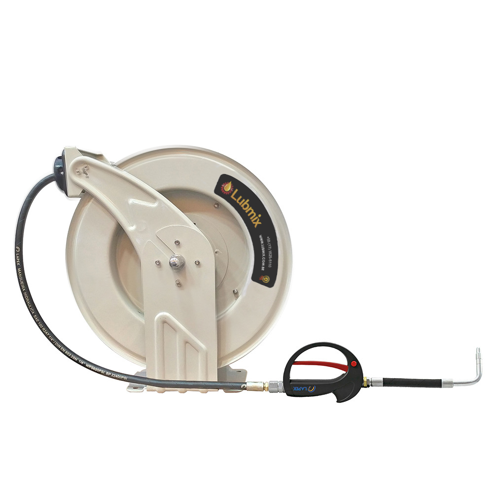 Carretel Automático com Comando para Óleo Lubrificante Lubmix MIX-CA12CO com 15MT Mangueira Ø 1/2 Pol