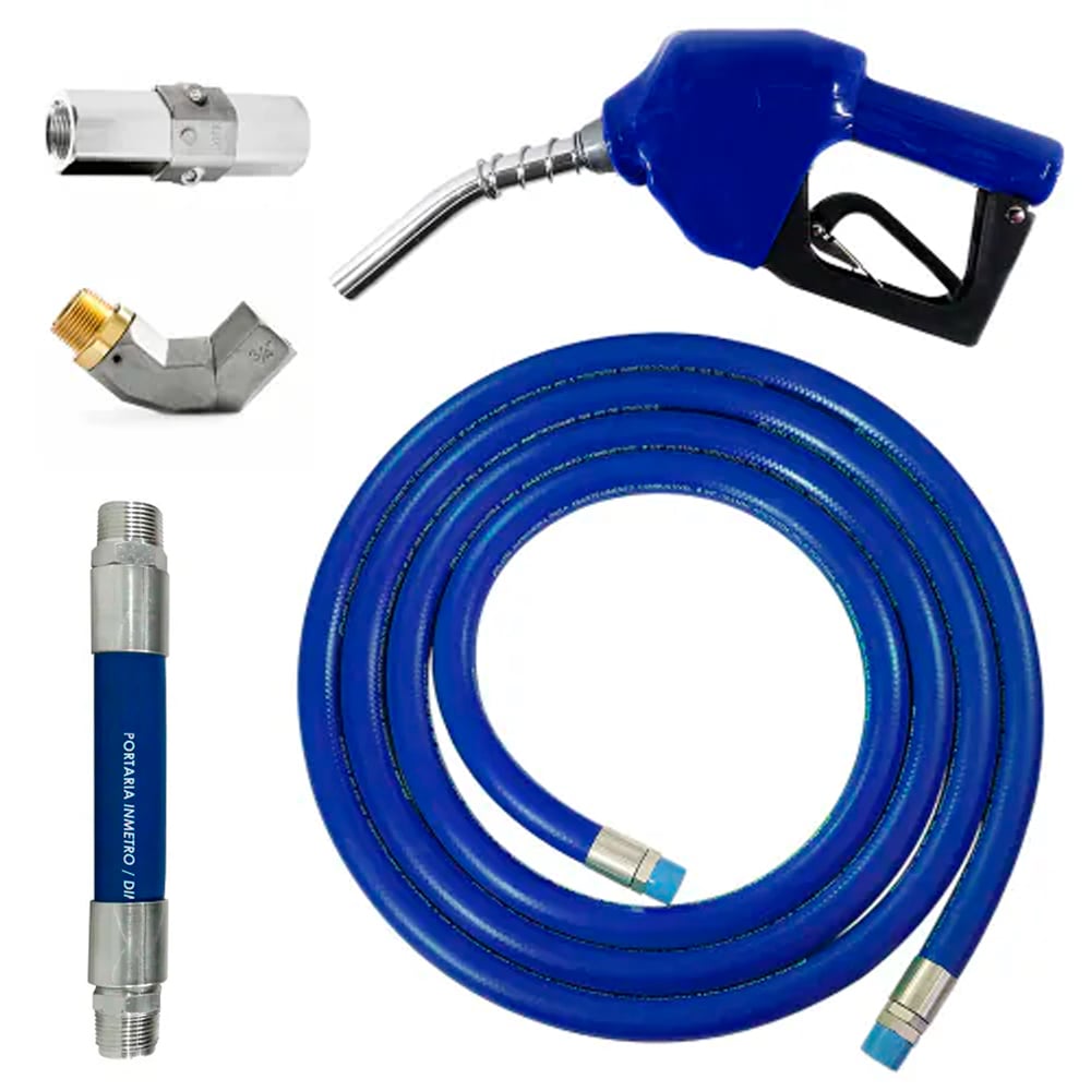 Conjunto para Abastecimento Lubmix MIX-CA3C-AZ com Mangote Válvula Breakaway Mangueira Junta Giratória e Bico Automático