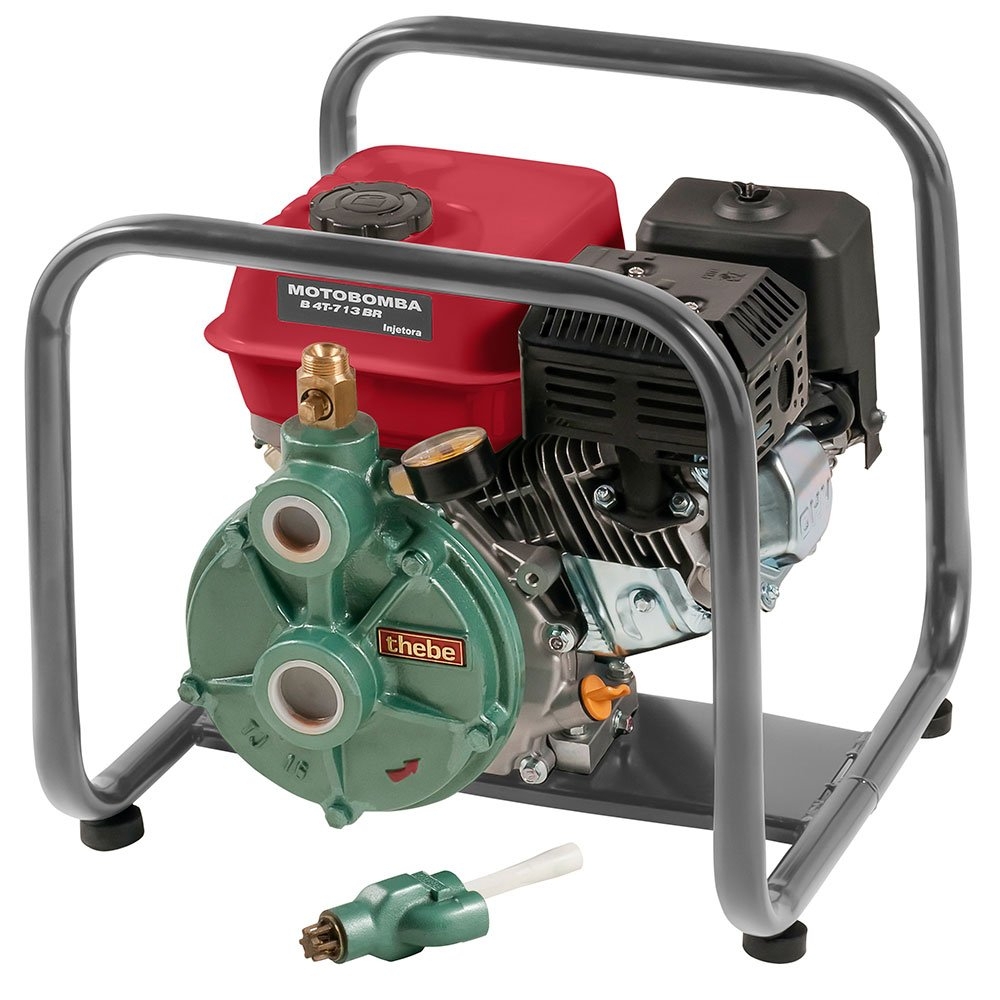 Motobomba Partida Manual para Água Branco B4T-713 Injetora 3,0 m3/h Motor 5,5CV Sucção 1.1-4 Pol Retorno 1 Pol Recalque 3-4 Pol