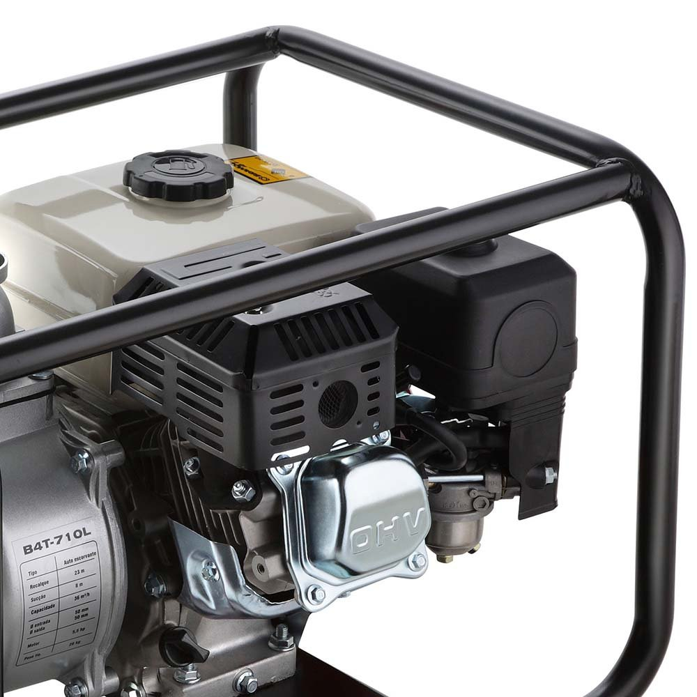 Motobomba Partida Manual para Água Branco B4T-710 Autoescorvante 36 m3/h Motor 5,5 CV Sucção 2 Pol Recalque 2 Pol - Imagem 3