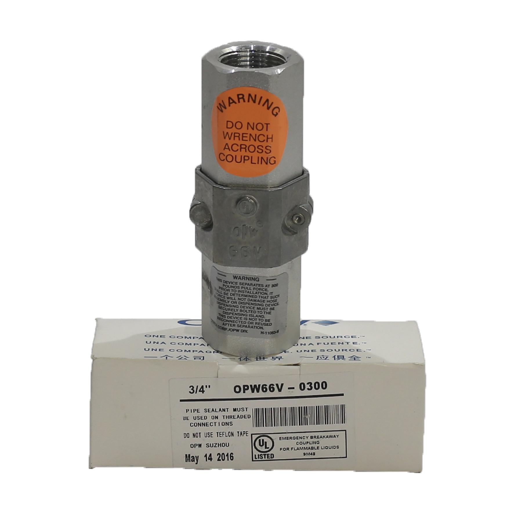 Válvula Breakaway Não Reconectável para Diesel Biodiesel Gasolina Querosene Etanol Metanol OPW MIX-66 Entrada Macho e Fêmea 3/4 Pol NPT - Imagem 3