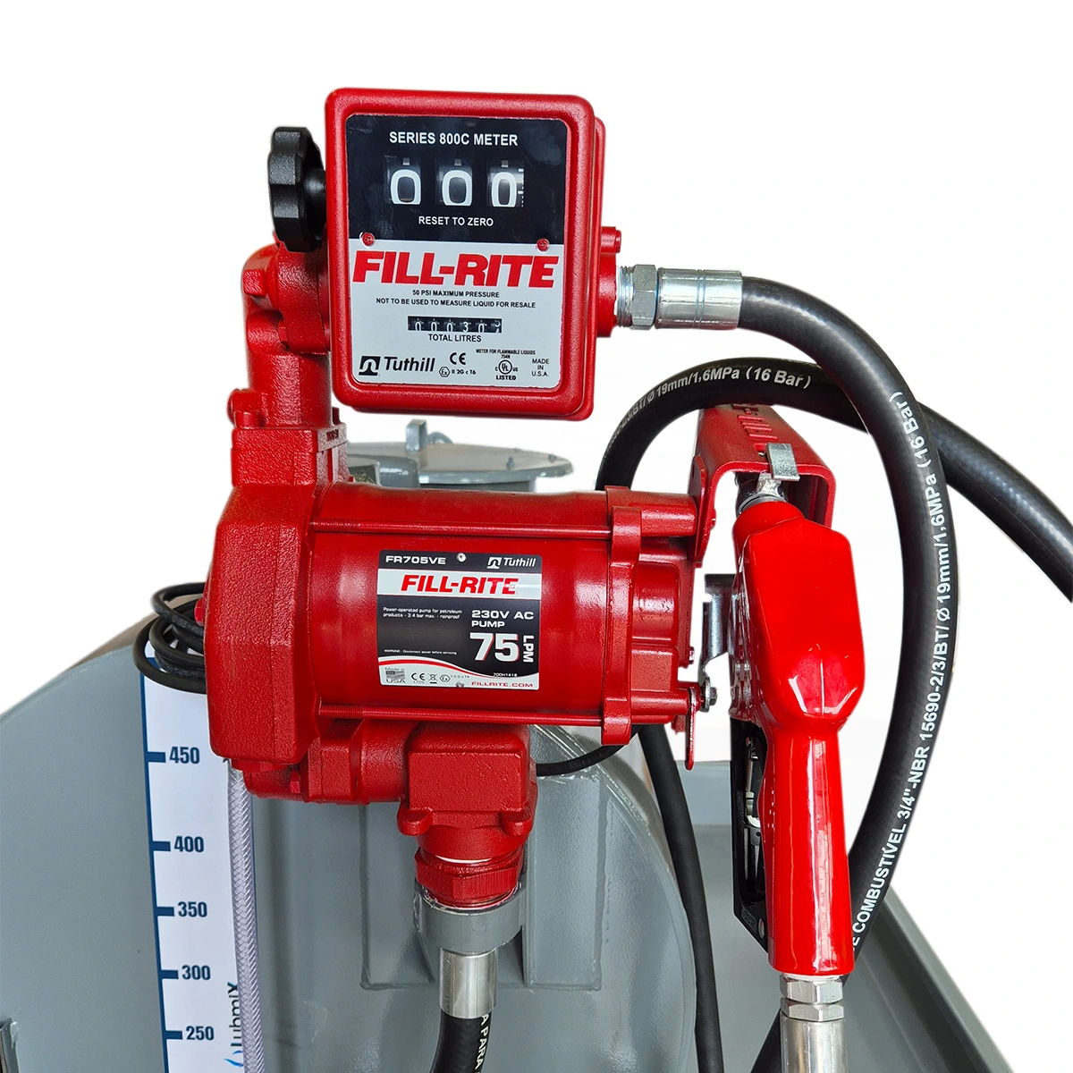 Kit Abastecimento Completo para Gasolina com Tanque Áereo 500L com Bacia e Estação de Abastecimento Fill-Rite Anti-Explosão 220V - MIX-TQB-A500G - Imagem 2