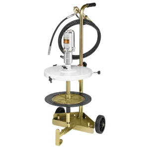 Kit Engraxadeira Pneumática 50:1 Ecodora com vazão de 1,5kg/min com Tampa para Reservatório, Compactador,  Gatilho e Carrinho. Sistema de Lubrificação Compacto para Reservatório de 12-60kg e 300 a 350mm de Diâmetro MIX-64035