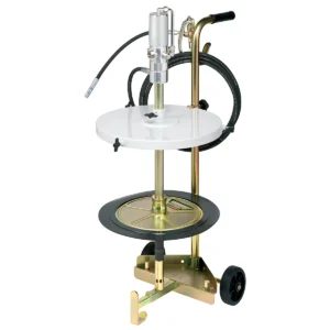 Kit Engraxadeira Pneumática 50:1 Ecodora com vazão de 1,5kg/min com Tampa para Reservatório, Compactador, Gatilho e Carrinho. Sistema de Lubrificação Compacto para reservatórios de 50-60kg e 340 a 385mm de Diâmetro MIX-64038