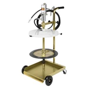 Kit Engraxadeira Pneumática 50:1 Ecodora com vazão de 1,5kg/min com Tampa para Reservatório, Compactador, Gatilho e Carrinho. Sistema de Lubrificação Compacto para reservatórios de 50-60kg e 370 a 420mm de Diâmetro MIX-64064