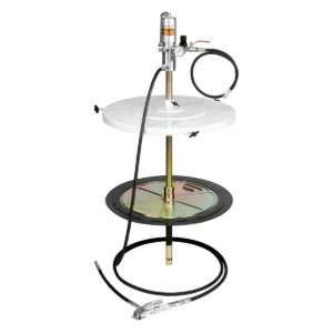 Kit Engraxadeira Pneumática 50:1 Ecodora com vazão de 1,5kg/min com Tampa para Reservatório, Compactador, Regulador de Pressão e Gatilho. Sistema de Lubrificação Compacto para Reservatórios de 50-60kg e 370 a 420mm de Diâmetro MIX-64145