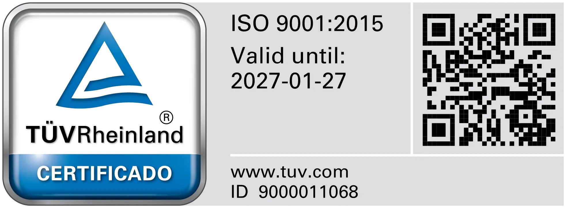 Selo de certificação ISO 9001:2015 — TÜV Rheinland