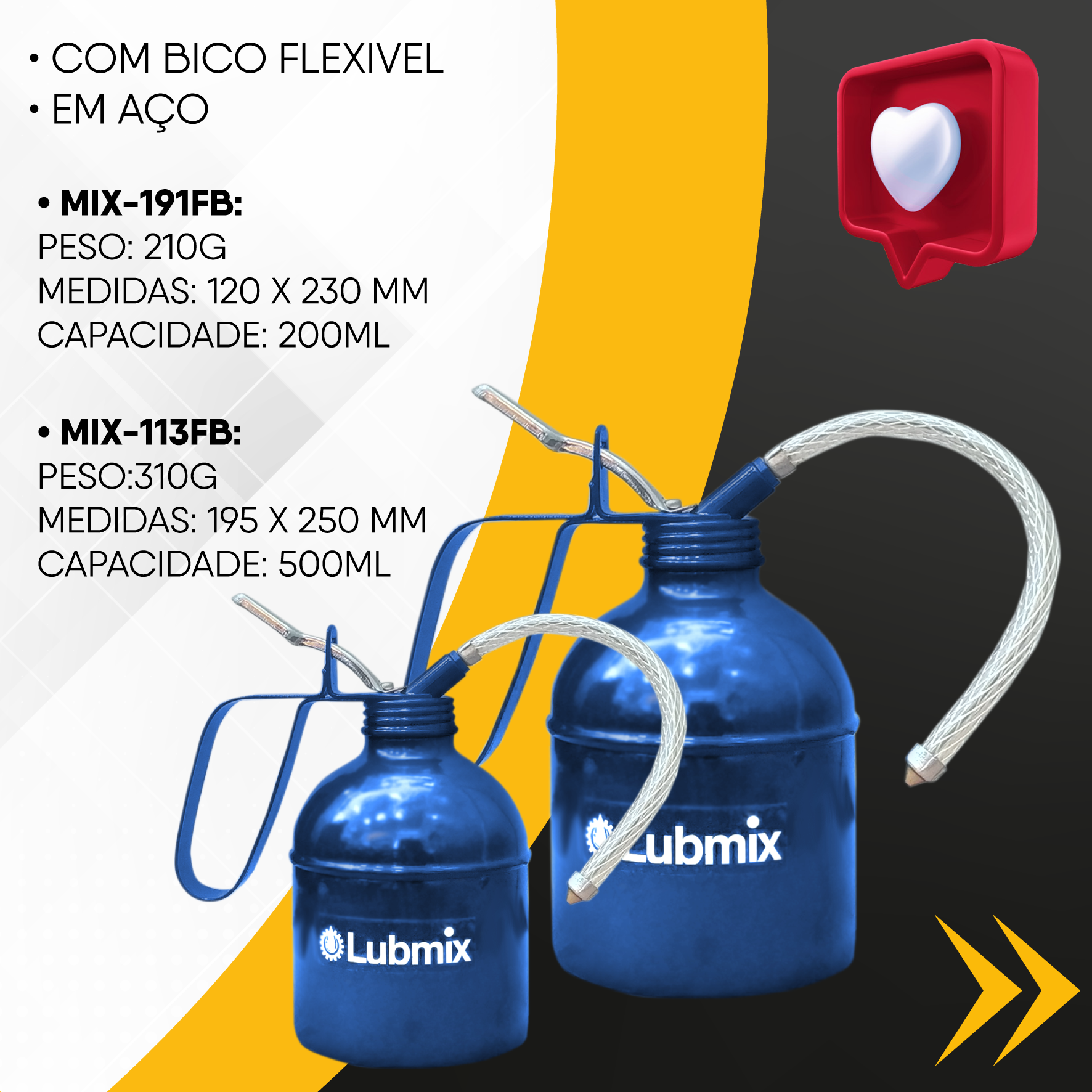 Bomba Almotolia Manual para Óleo Lubrificante Lubmix MIX-113FB Bico Flexível Capacidade 500ml - Imagem 4