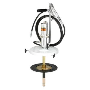 Kit Engraxadeira Pneumática 50:1 Ecodora com vazão de 1,5Kg/min com Tampa para o Reservatório, Compactador e Gatilho. Sistema de Lubrificação Compacto para Baldes de 12-30kg e 240 a 280 mm de Diâmetro MIX-64021